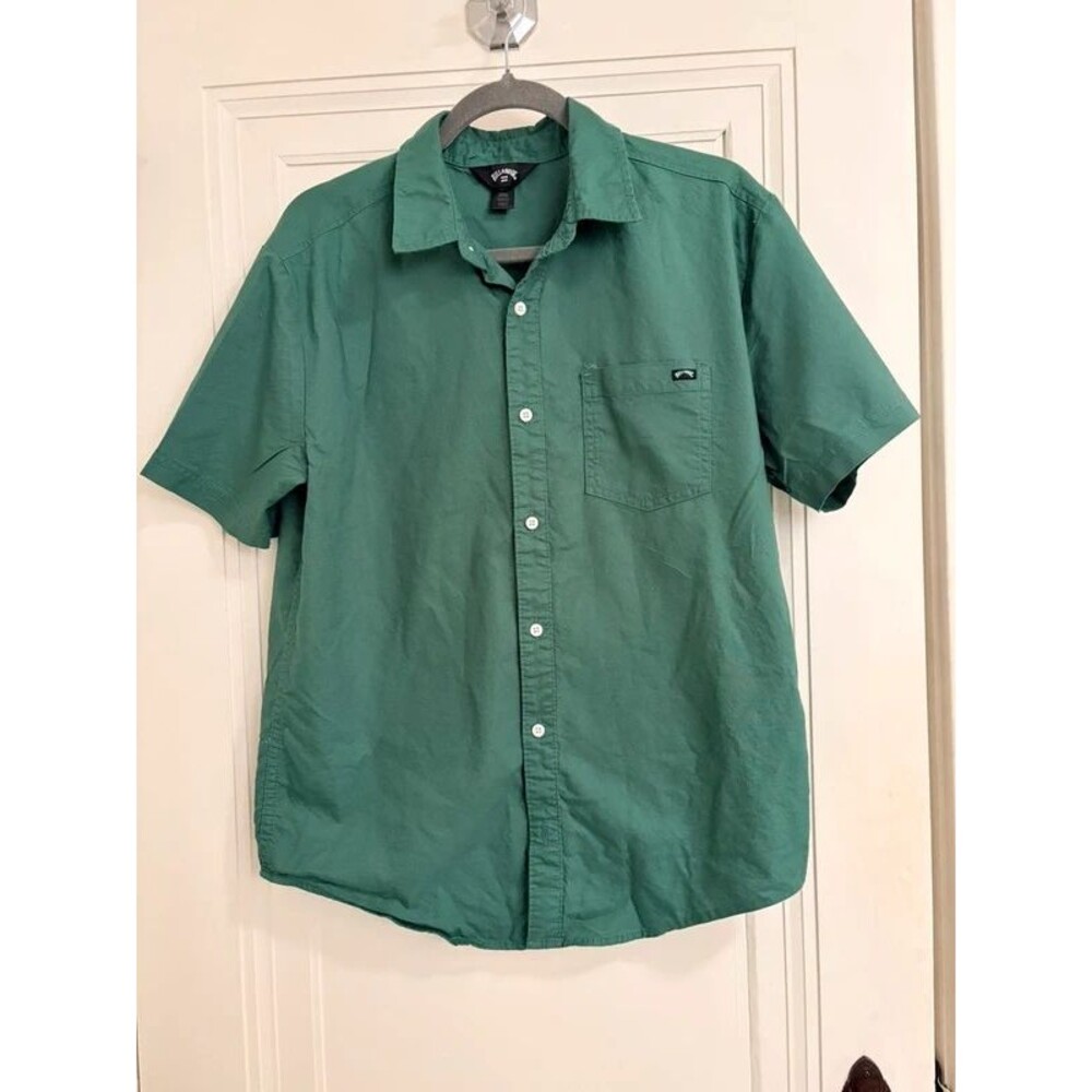 Billabong Men’s Short Sleeve Button Down Shirt - Green Size Small